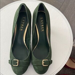 Lauren Ralph Lauren Dark Green Suede Heels
